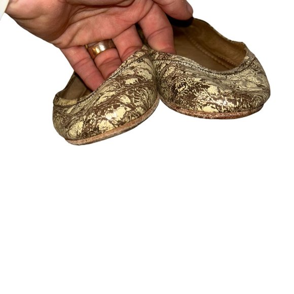 frye gold spackled snake painted leather ballet flats 7 - Picture 6 of 8